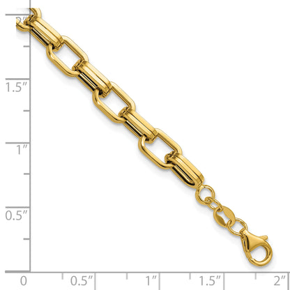 14K Yellow Gold Polished 5.5mm Fancy Oval Link Bracelet