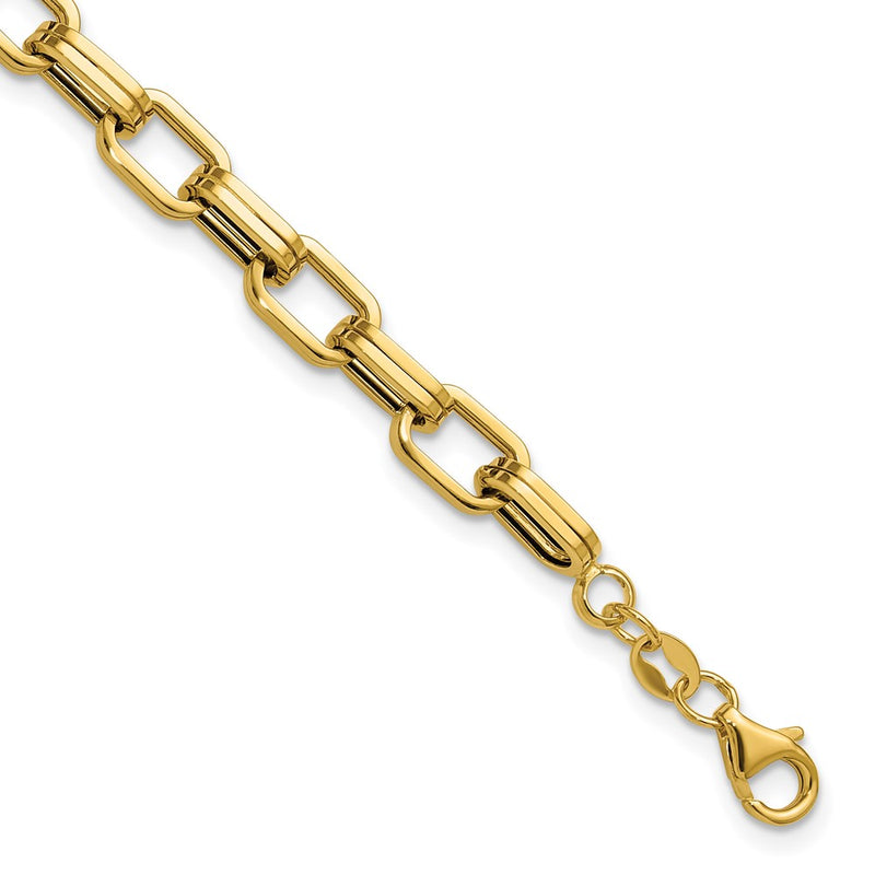 14K Yellow Gold Polished 5.5mm Fancy Oval Link Chain Bracelet