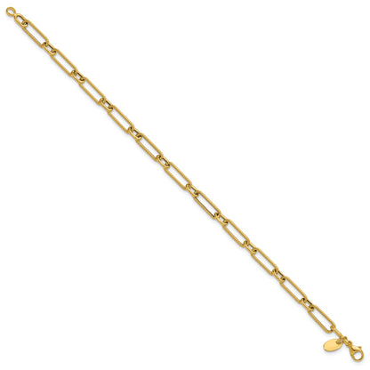 14K Yellow Gold Polished And Textured 4.2mm Fancy Link Bracelet