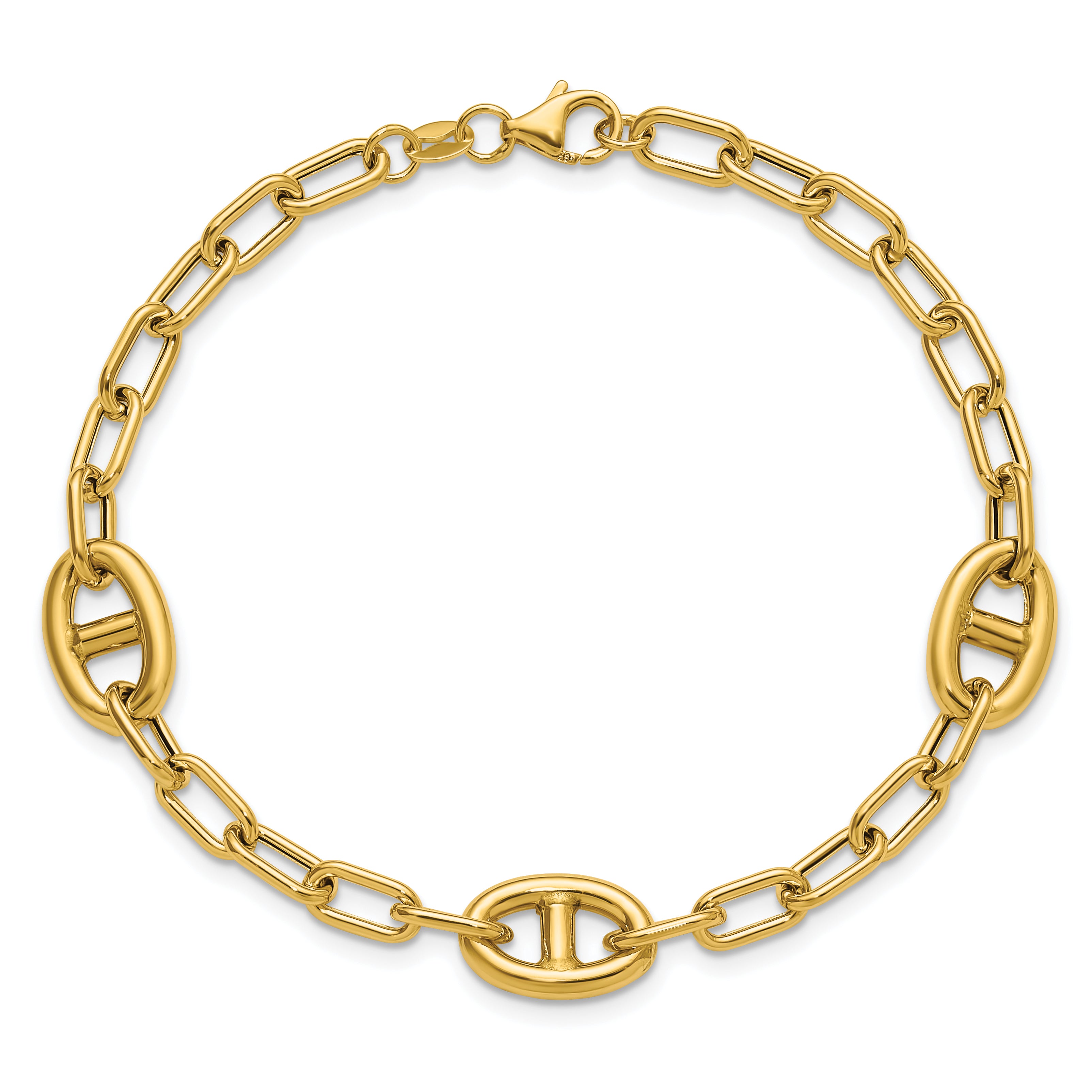 14K Yellow Gold Polished Fancy Anchor Link Bracelet
