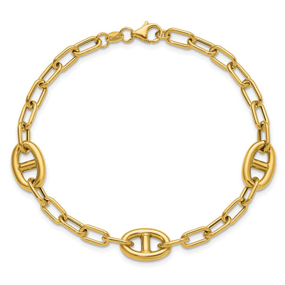 14K Yellow Gold Polished Fancy Anchor Link Bracelet