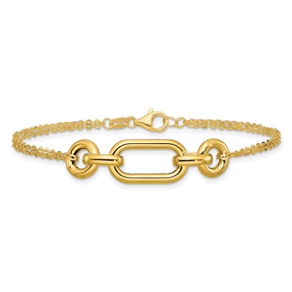 14K Yellow Gold Polished Fancy Two Strand Mixed Links Bracelet