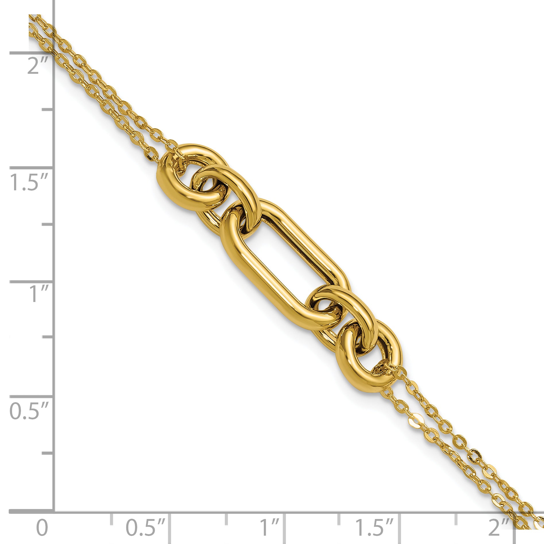 14K Yellow Gold Polished Fancy Two Strand Mixed Links Bracelet