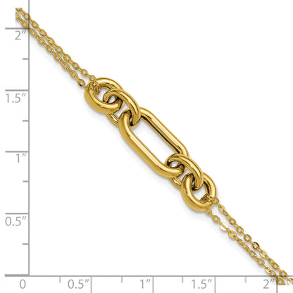 14K Yellow Gold Polished Fancy Two Strand Mixed Links Bracelet