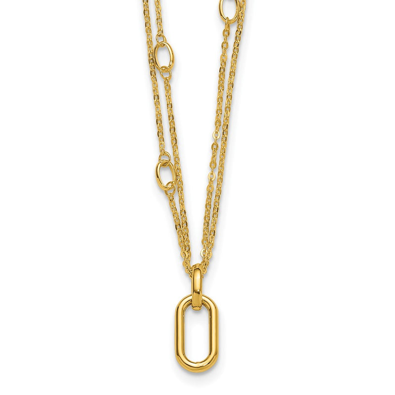 14K Yellow Gold Polished Fancy Two Strand Link Necklace