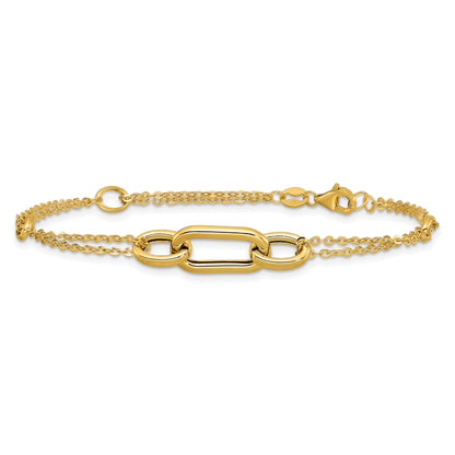 14K Yellow Gold Polished Fancy Two Strand Link Bracelet
