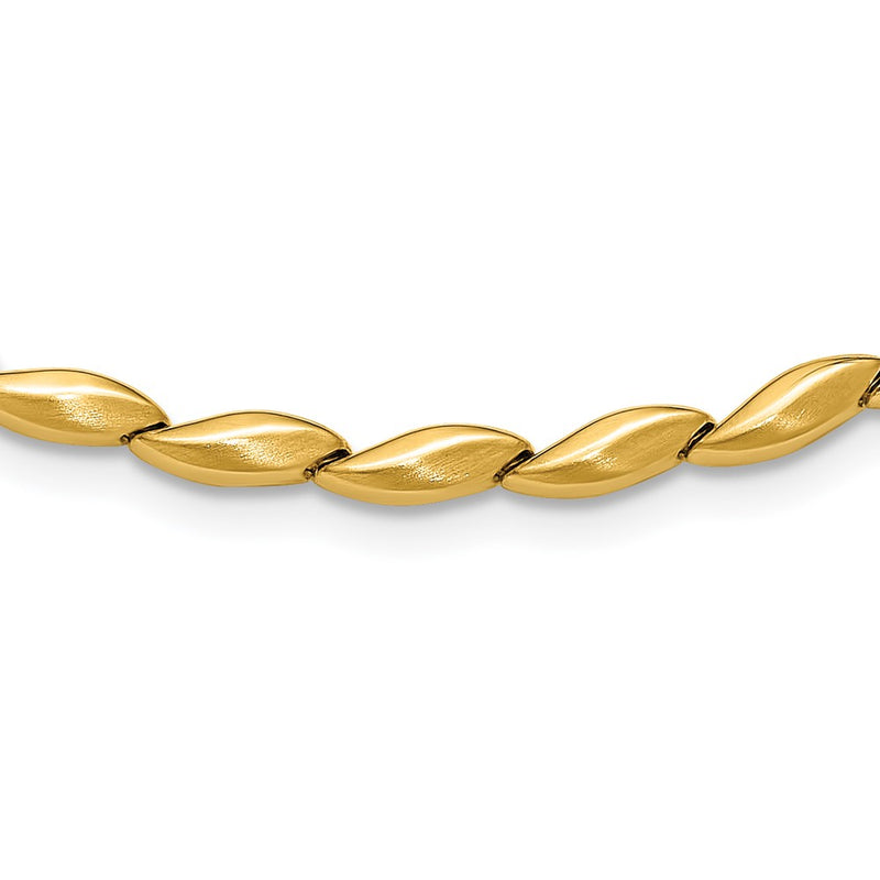 14K Yellow Gold Polished And Satin 4.2mm Fancy Link Necklace