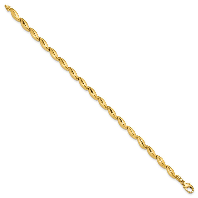 14K Yellow Gold Polished And Satin 4.2mm Fancy Link Bracelet