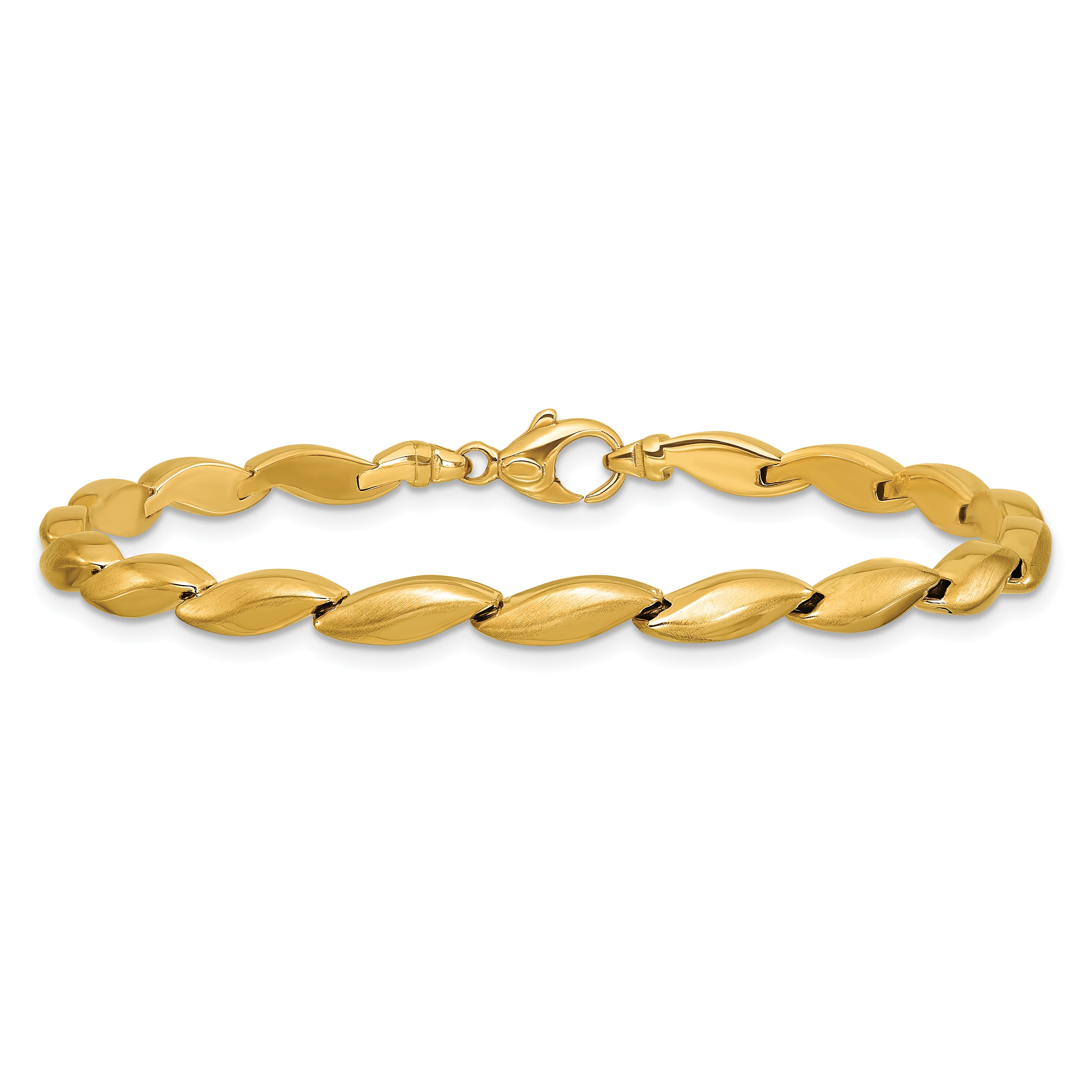 14K Yellow Gold Polished And Satin 4.2mm Fancy Link Bracelet