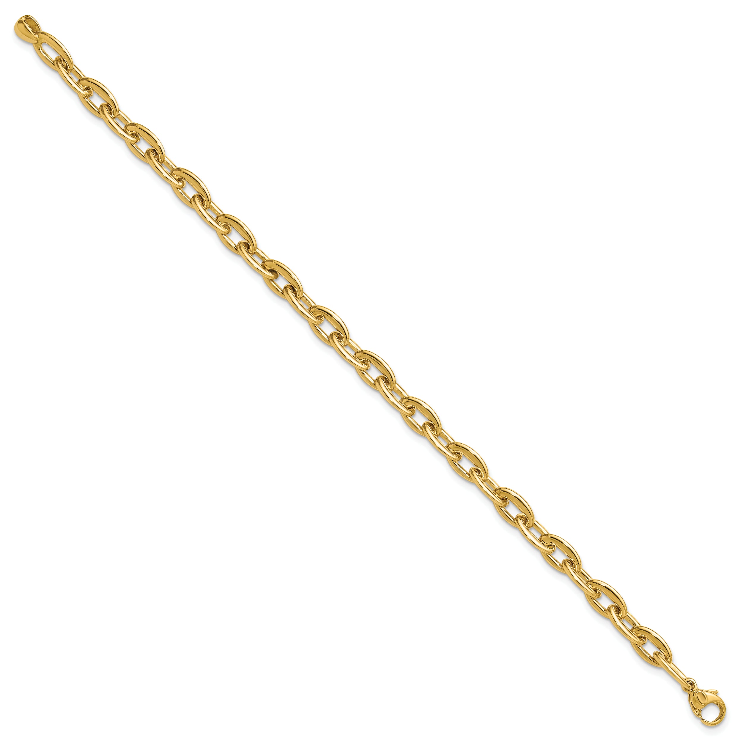 14K Yellow Gold Polished Fancy 5.5mm Oval Link Bracelet