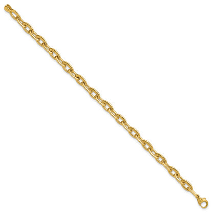 14K Yellow Gold Polished Fancy 5.5mm Oval Link Bracelet