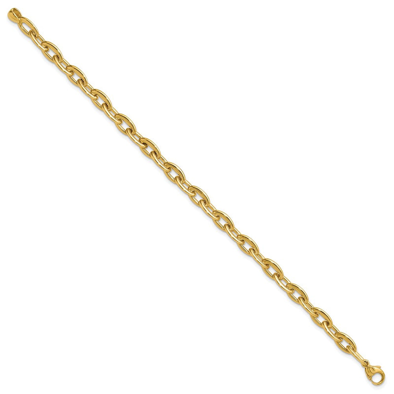 14K Yellow Gold Polished Fancy 5.5mm Oval Link Bracelet