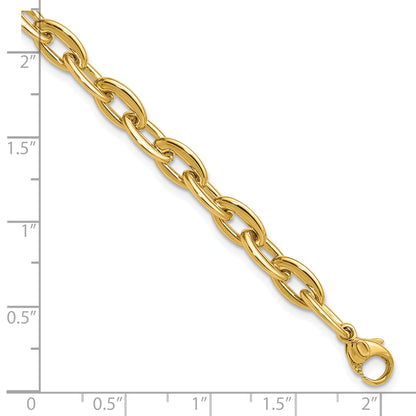 14K Yellow Gold Polished Fancy 5.5mm Oval Link Bracelet