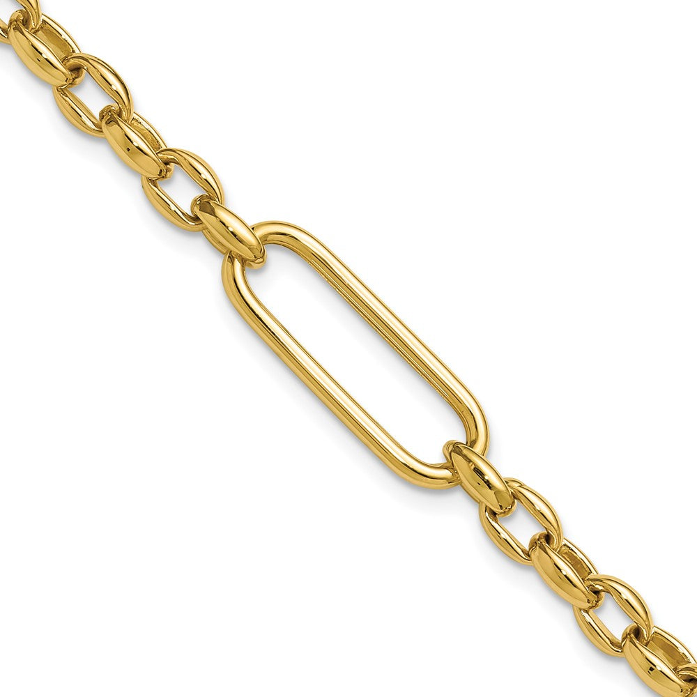 14K Yellow Gold Polished Fancy Elongated Oval Link Bracelet