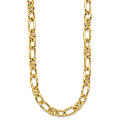 14K Yellow Gold Polished Mixed Oval And Anchor Link Chain Necklace