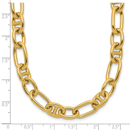 14K Yellow Gold Polished Mixed Oval And Anchor Link Chain Necklace