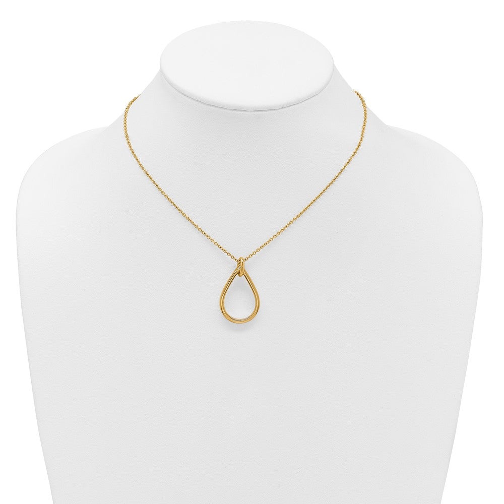 14K Yellow Gold Polished Fancy Open Teardrop W/ 2In Ext. Necklace