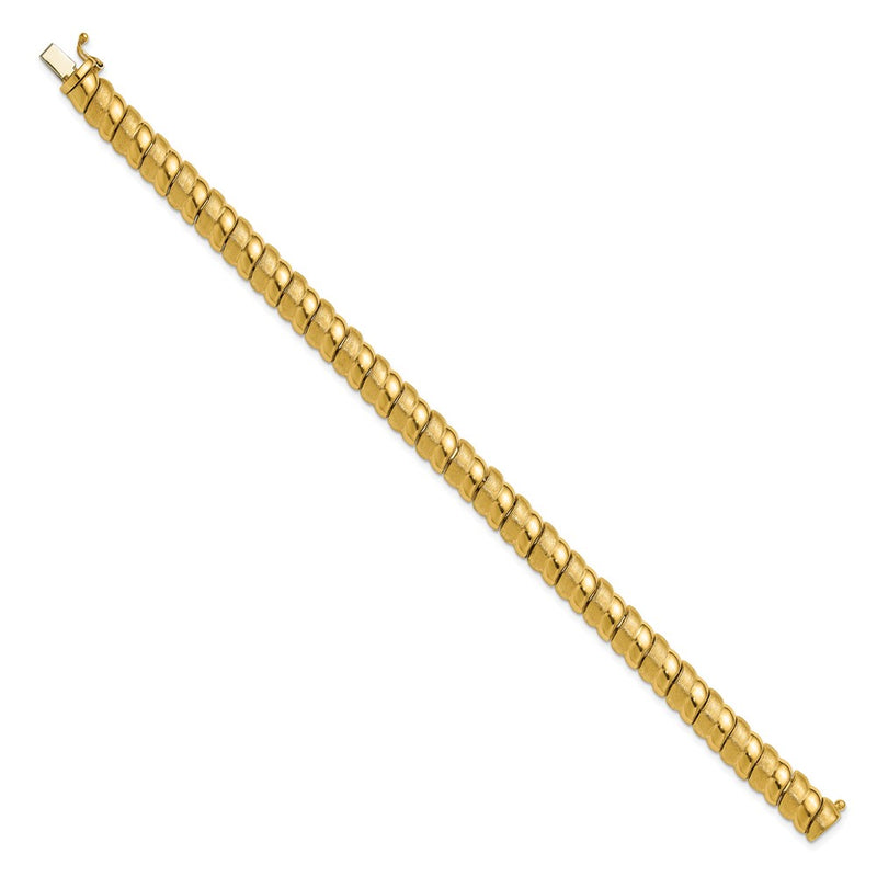 14K Yellow Gold Polished And Brushed Fancy 8.0mm Bracelet