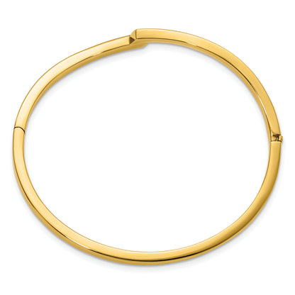 14K Yellow Gold Polished Fancy Bypass Hinged Bangle