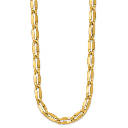 14K Yellow Gold Polished Fancy Contoured Link Necklace