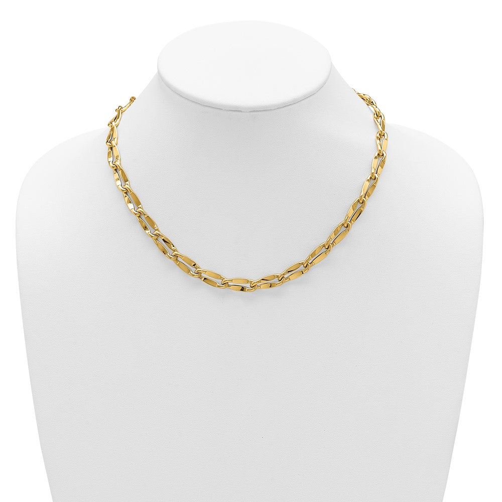14K Yellow Gold Polished Fancy Contoured Link Necklace