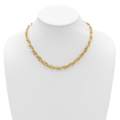 14K Yellow Gold Polished Fancy Contoured Link Necklace