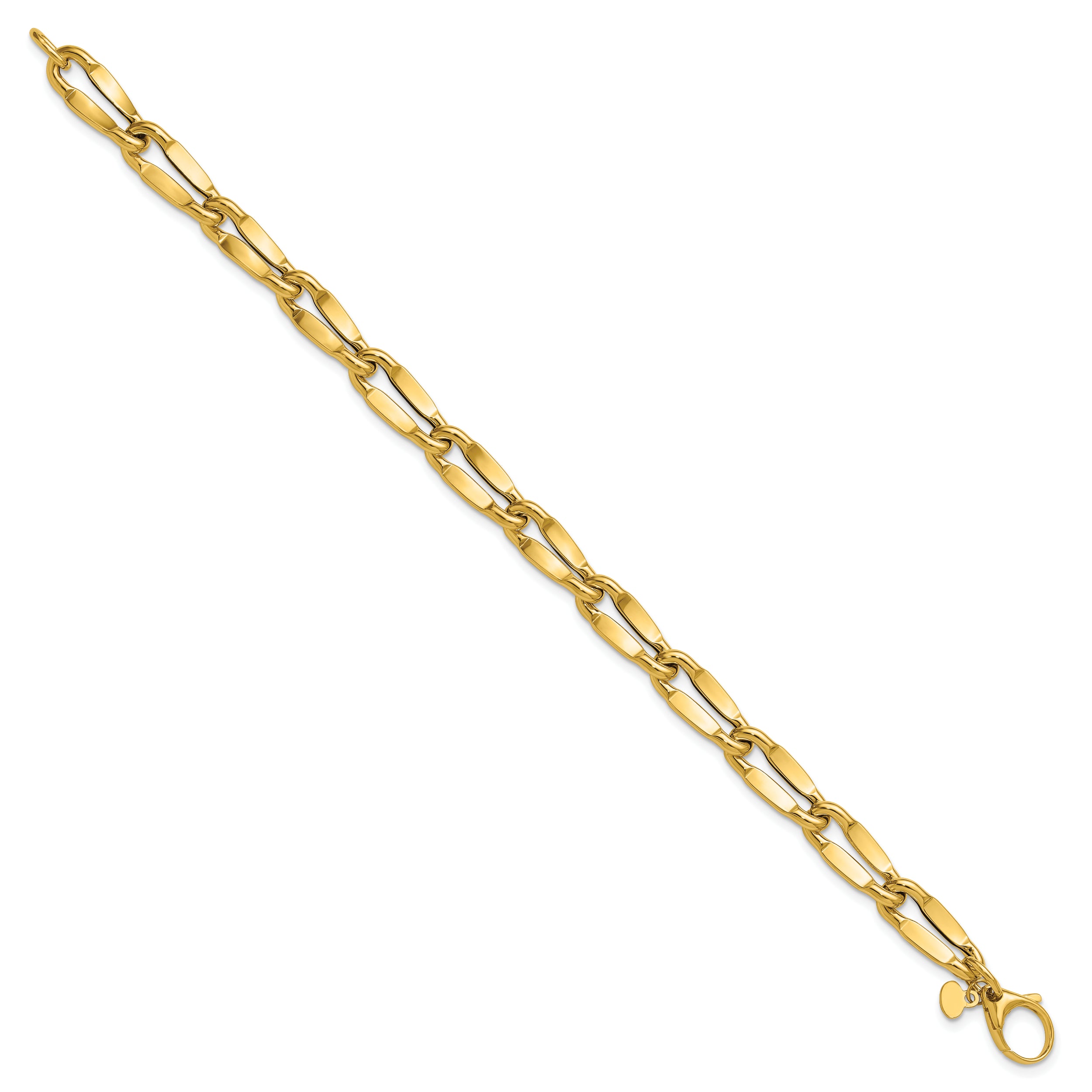 14K Yellow Gold Polished Fancy Contoured Link Bracelet