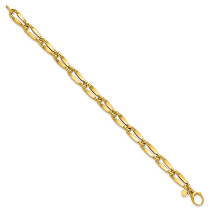 14K Yellow Gold Polished Fancy Contoured Link Bracelet