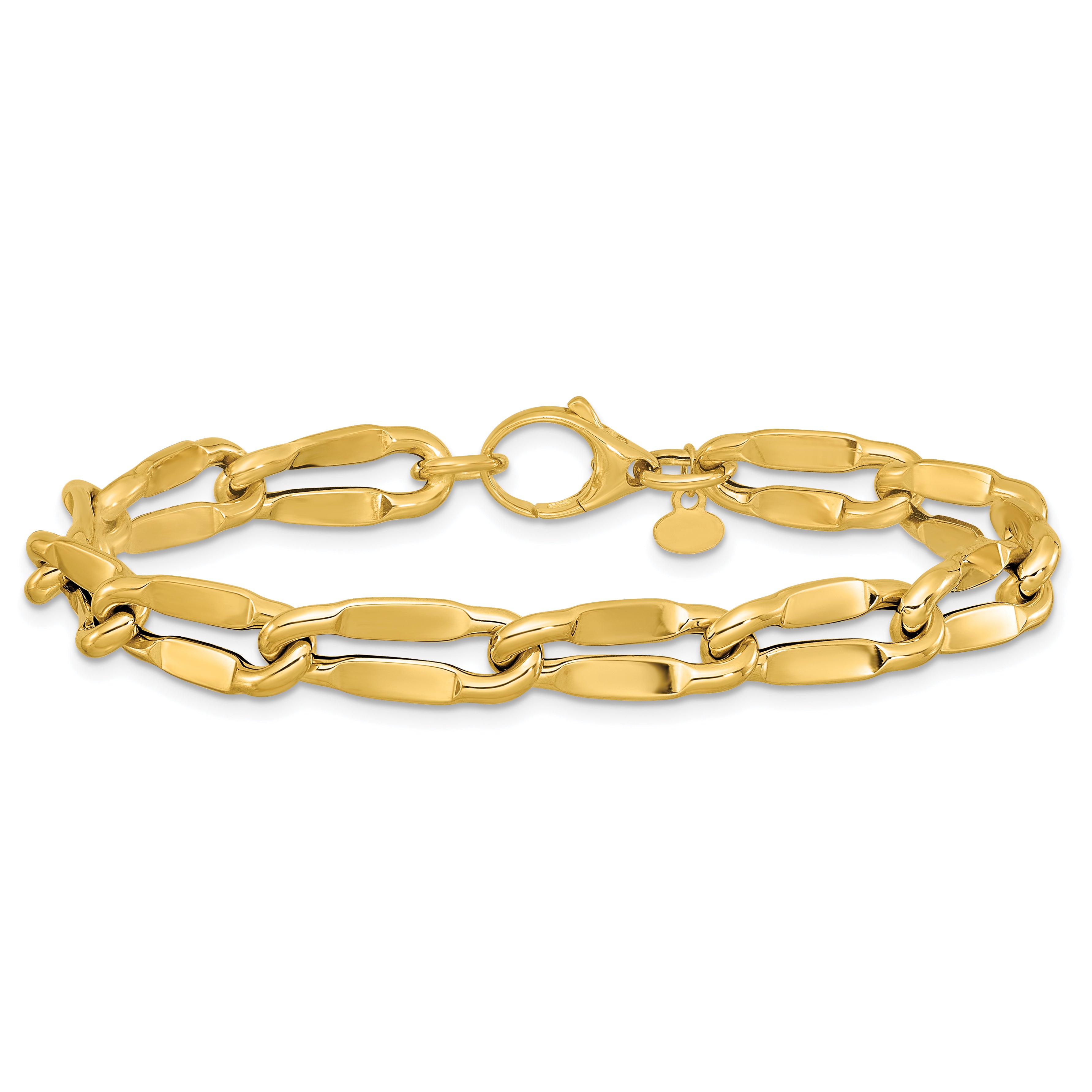 14K Yellow Gold Polished Fancy Contoured Link Bracelet