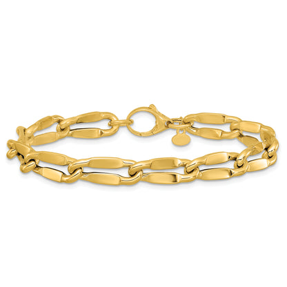 14K Yellow Gold Polished Fancy Contoured Link Bracelet