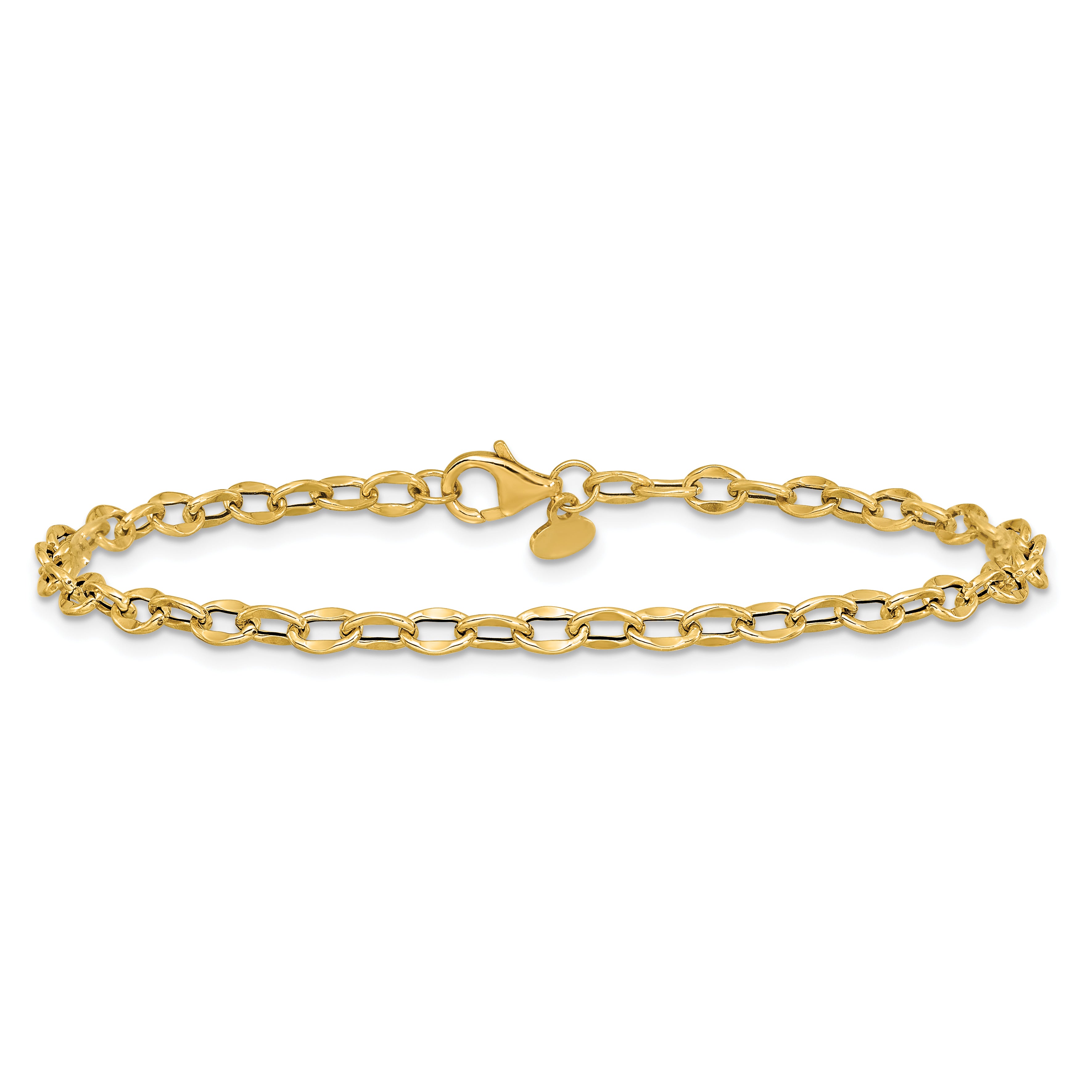 14K Yellow Gold Polished Fancy Flat Cable Link Bracelet