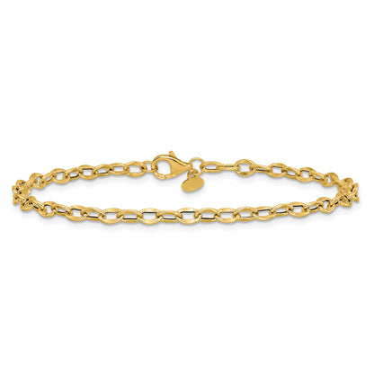 14K Yellow Gold Polished Fancy Flat Cable Link Bracelet