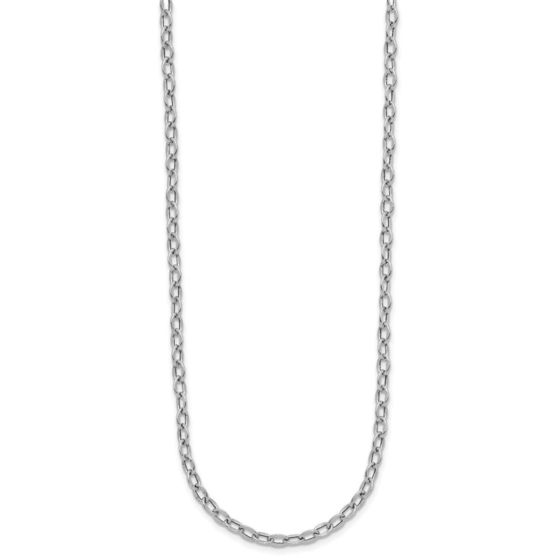 14K White Gold Polished Fancy Flat Cable Link Chain Necklace