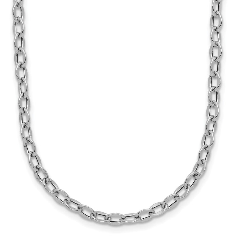 14K White Gold Polished Fancy Flat Cable Link Chain Necklace