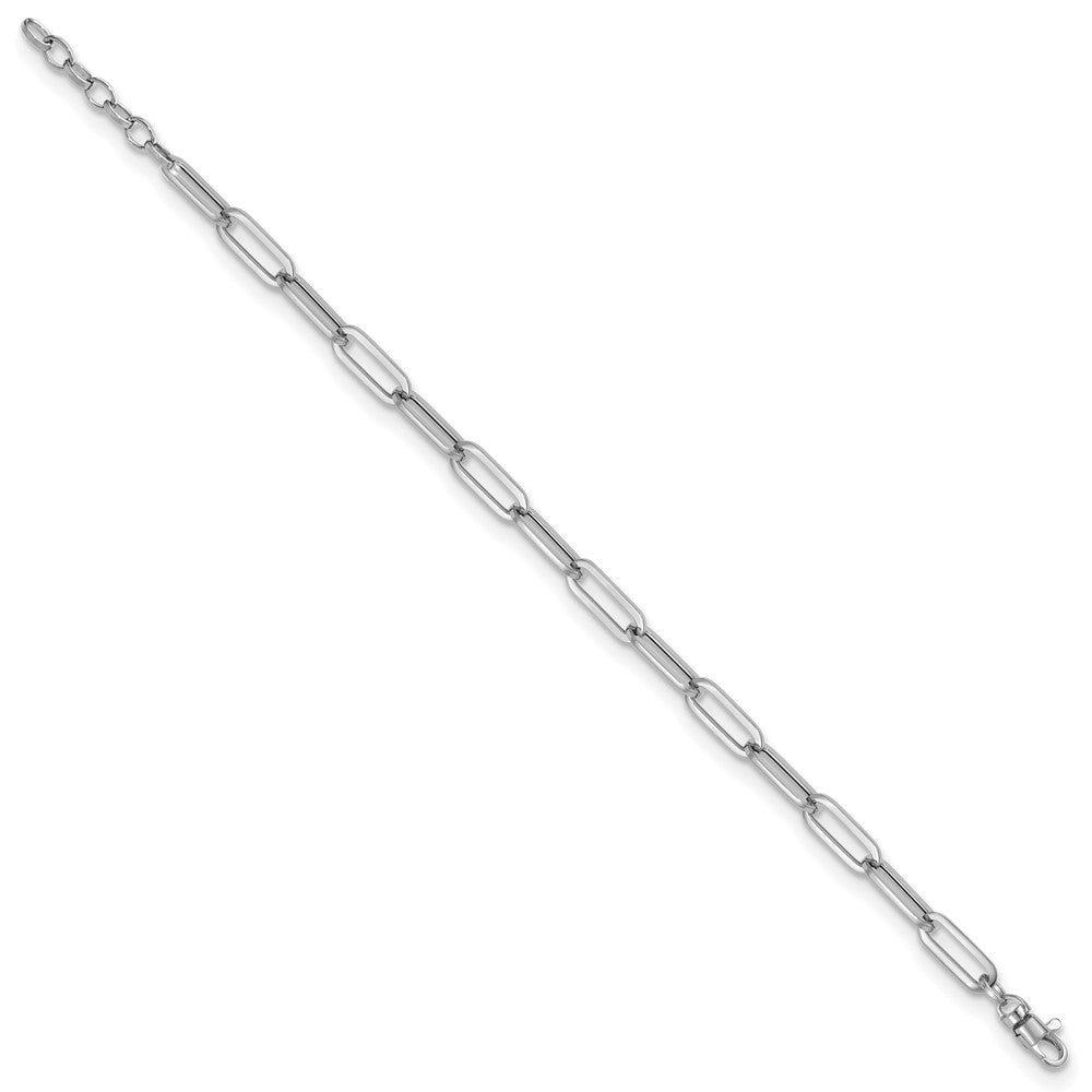 14K White Gold Polished Fancy Link With Ext Chain Bracelet