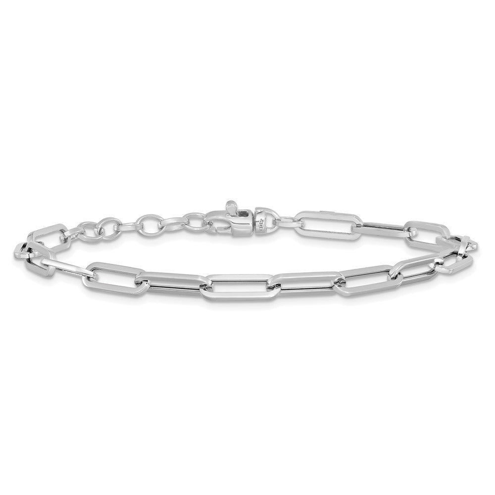 14K White Gold Polished Fancy Link With Ext Chain Bracelet