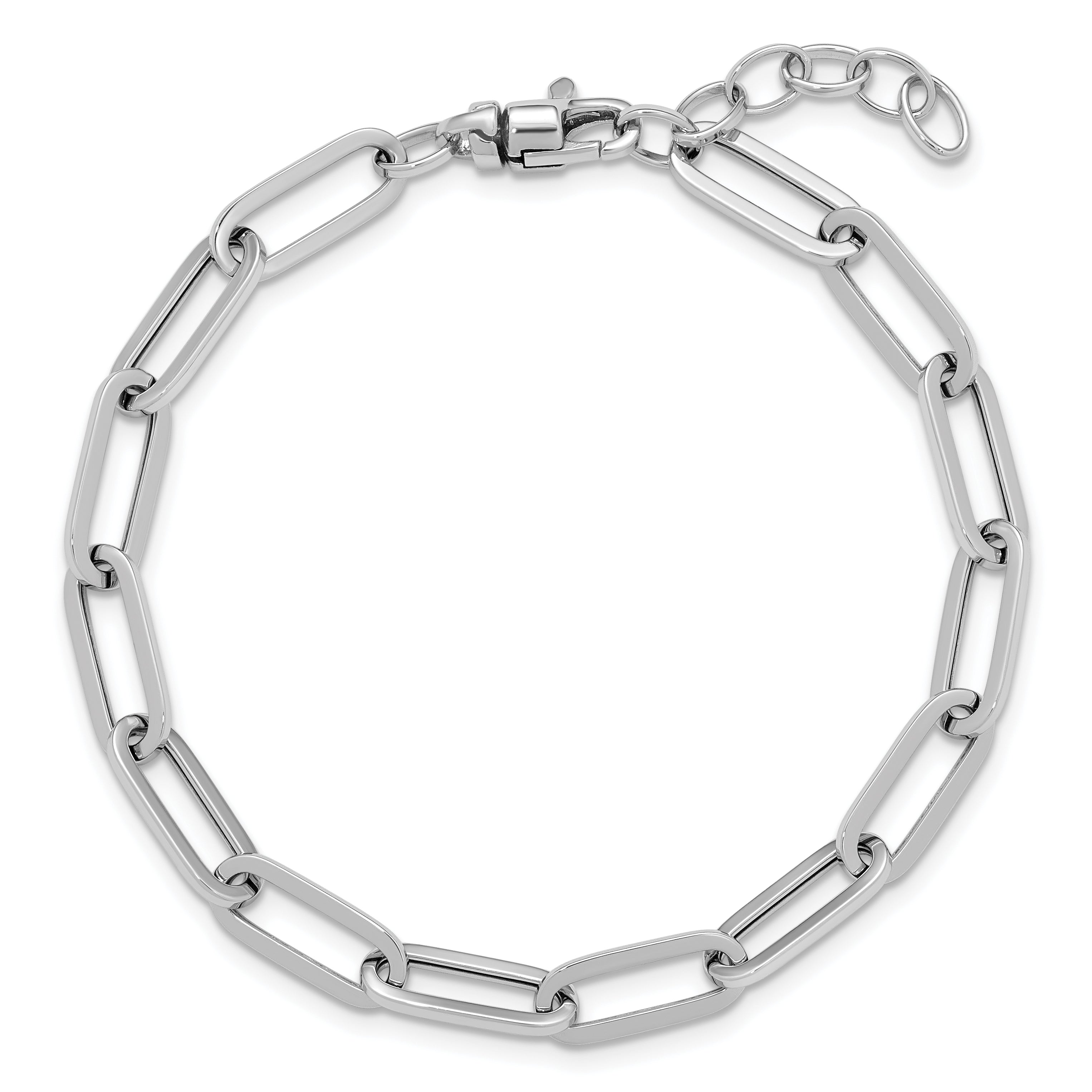 14K White Gold Polished Fancy Link With 1In Ext Bracelet