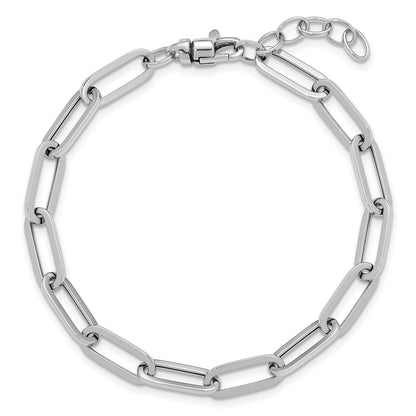 14K White Gold Polished Fancy Link With Ext Chain Bracelet