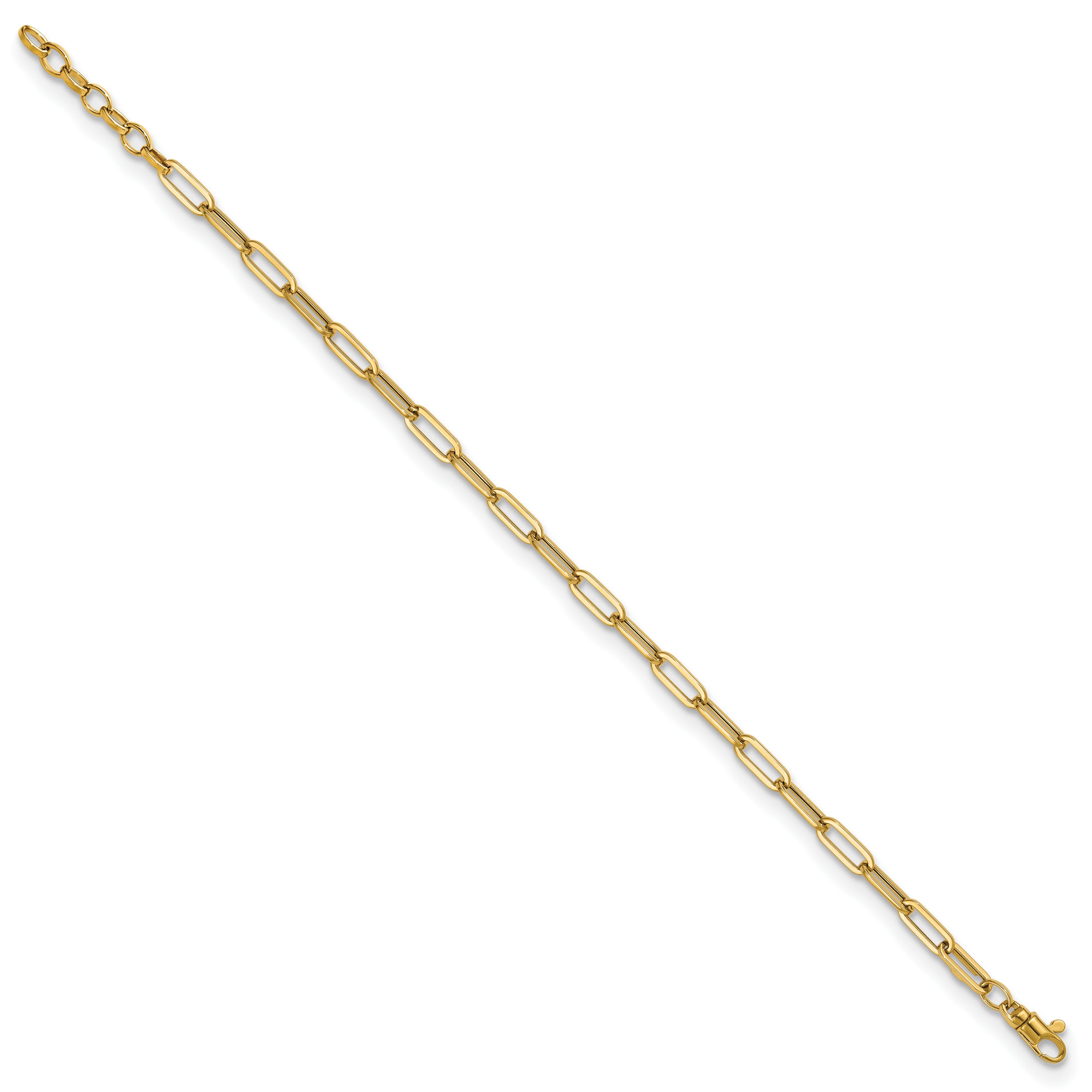 14K Yellow Gold Polished Fancy Link With 1In Ext Bracelet