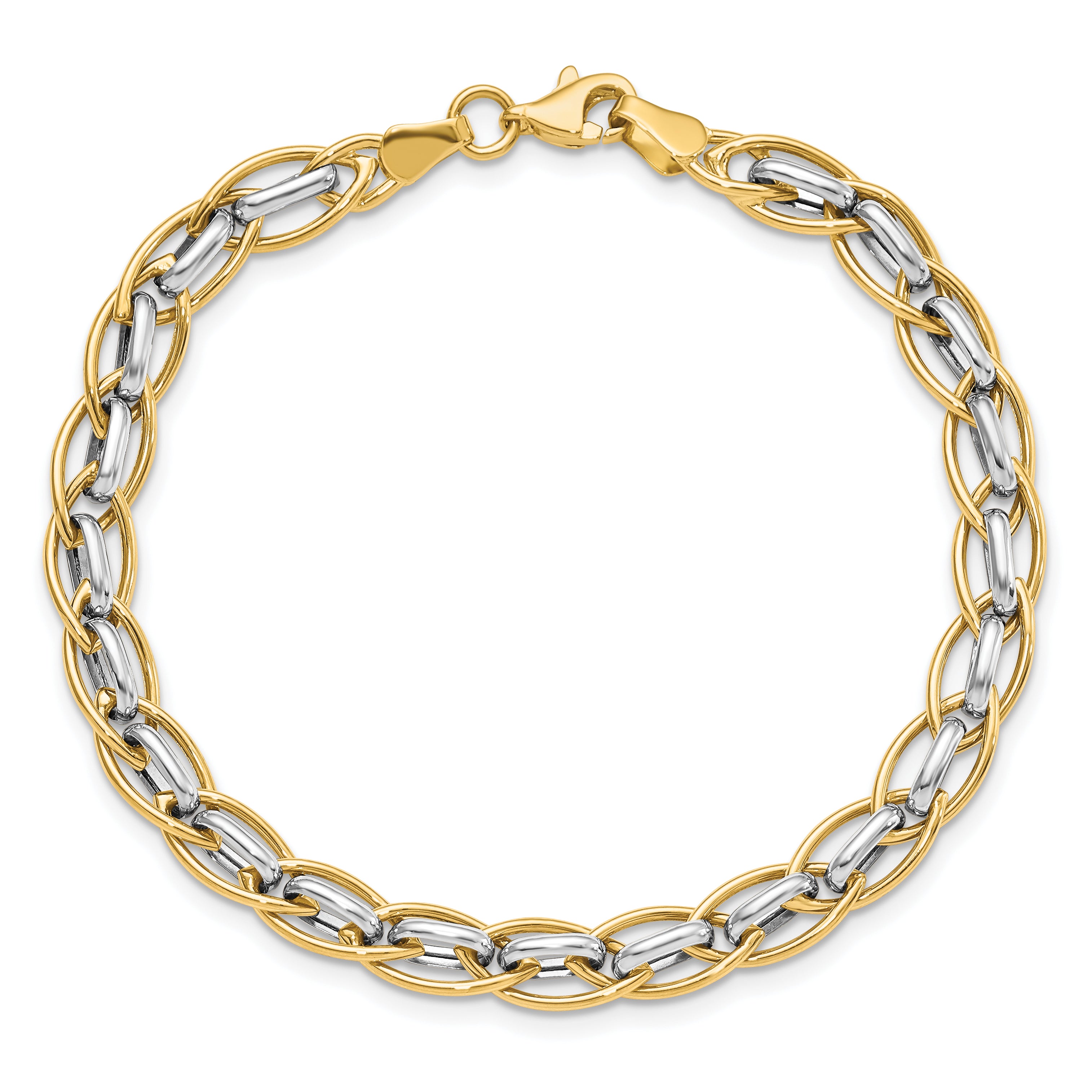 7.25 Inch 14K Two-Tone Polished Fancy Link Bracelet