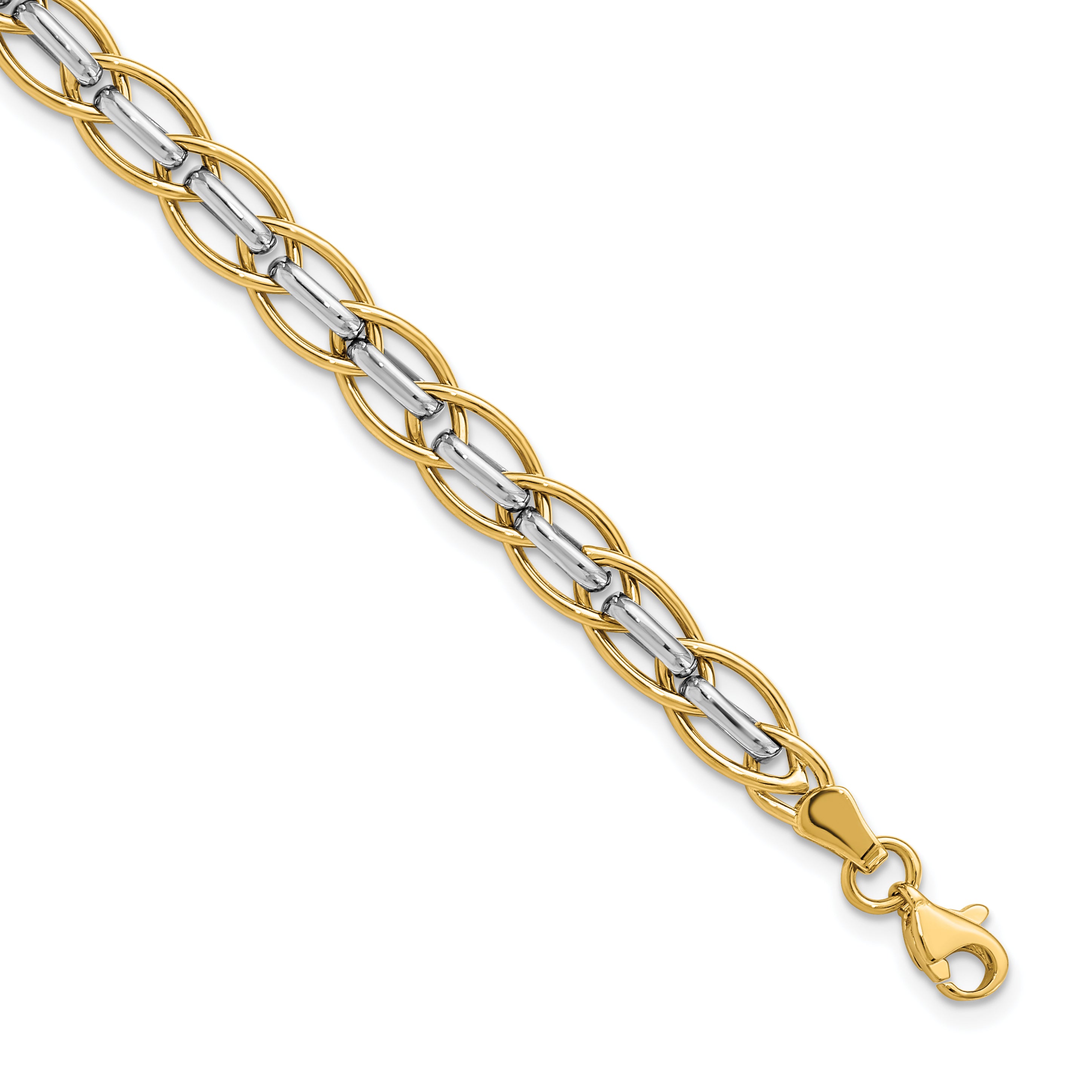 7.25 Inch 14K Two-Tone Polished Fancy Link Bracelet