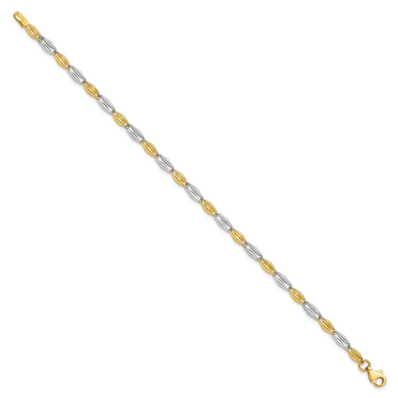 7.25 Inch 14K Two-Tone Polished Fancy Link Bracelet
