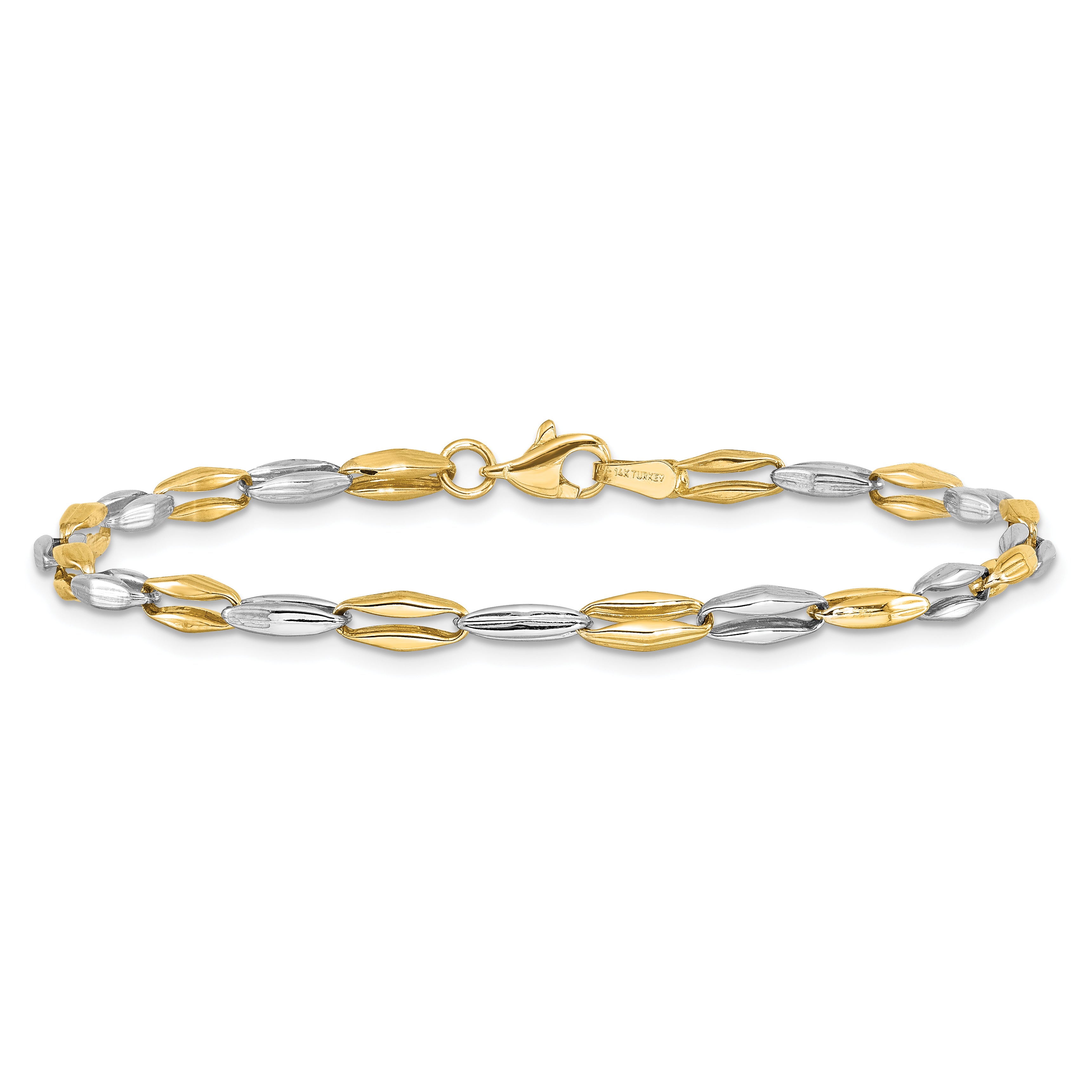 7.25 Inch 14K Two-Tone Polished Fancy Link Bracelet