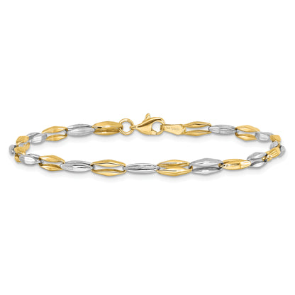 7.25 Inch 14K Two-Tone Polished Fancy Link Bracelet