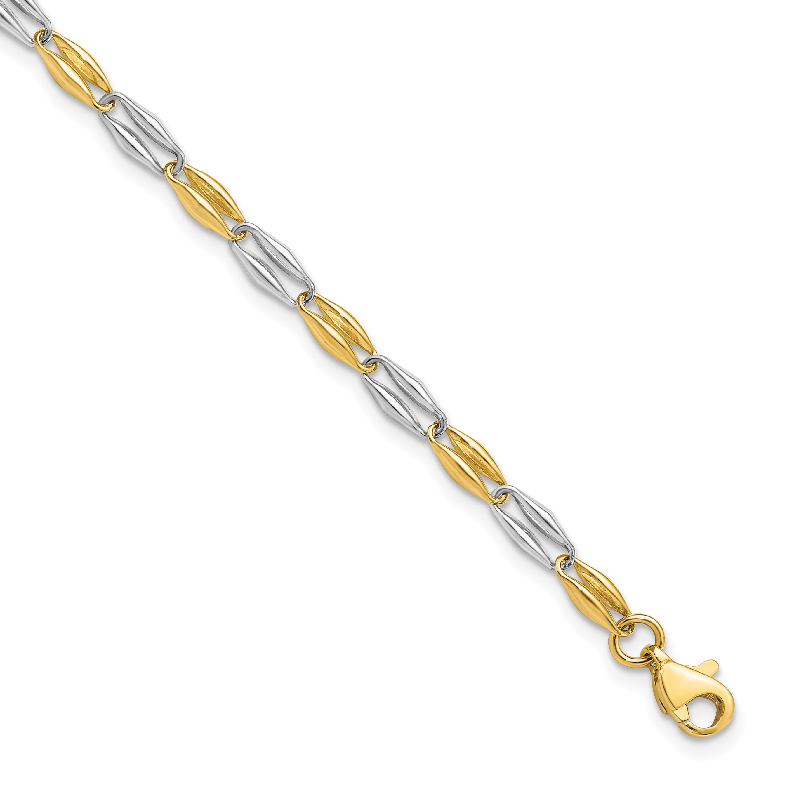 7.25 Inch 14K Two-Tone Polished Fancy Link Bracelet