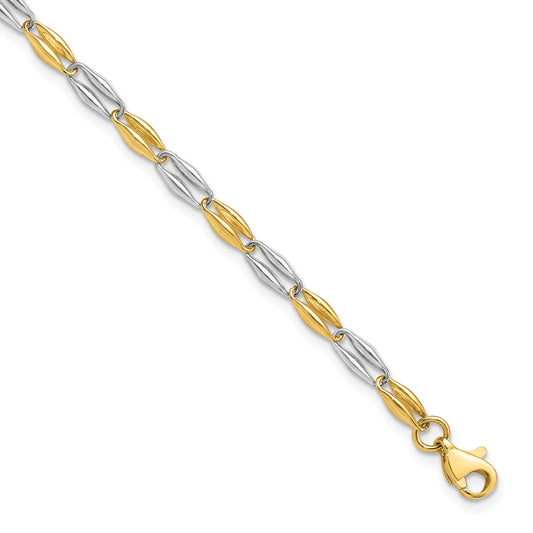 7.25 Inch 14K Two-Tone Polished Fancy Link Bracelet