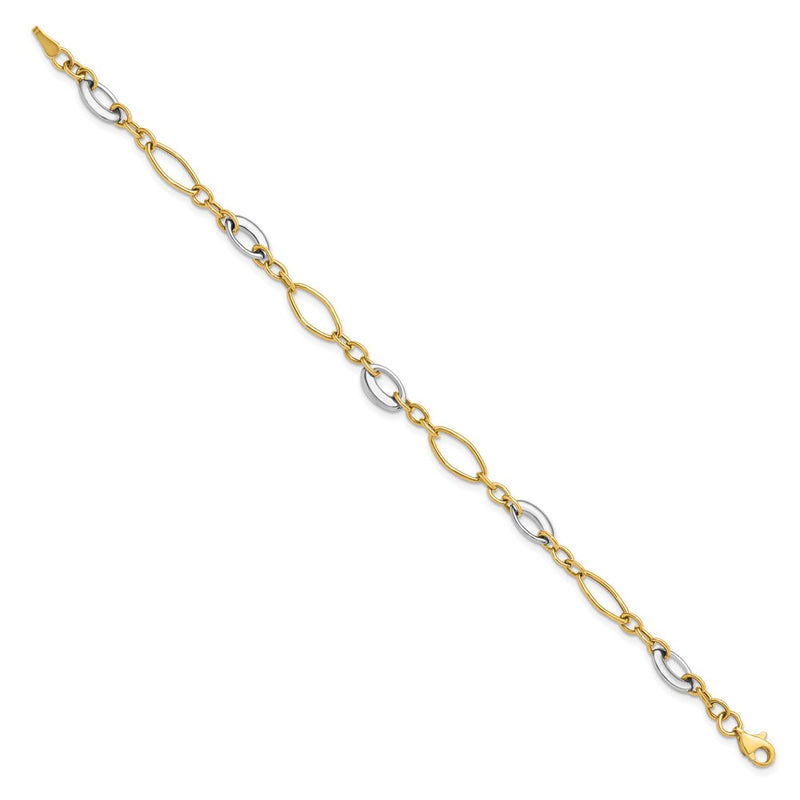 7.25 Inch 14K Two-Tone Polished Fancy Link Bracelet
