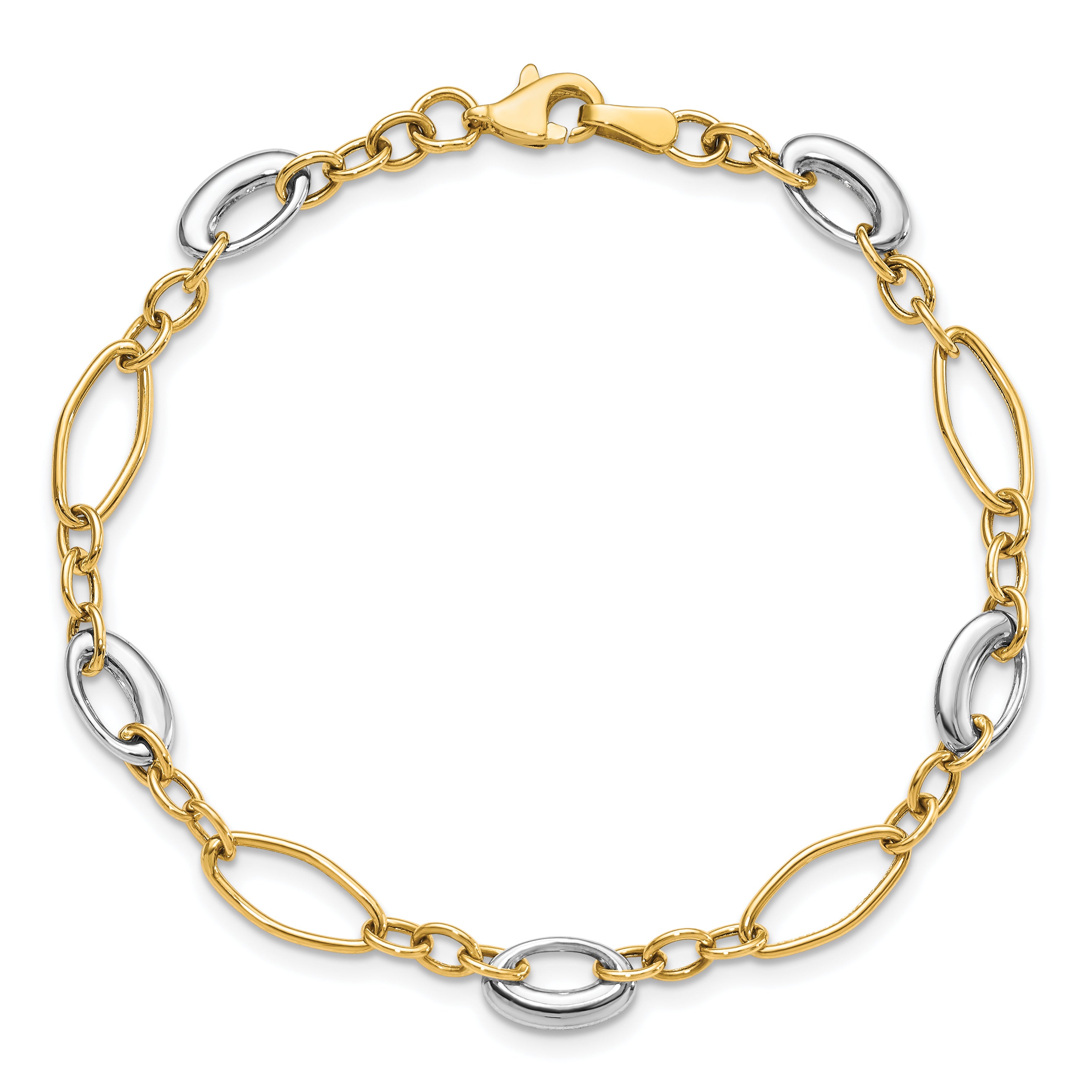 7.25 Inch 14K Two-Tone Polished Fancy Link Bracelet