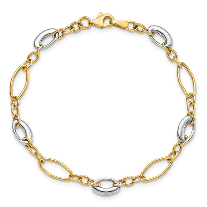 7.25 Inch 14K Two-Tone Polished Fancy Link Bracelet