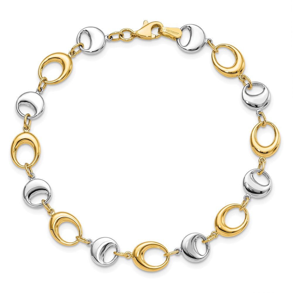 7.75 Inch 14K Two-Tone Polished Link Bracelet